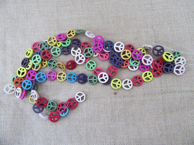 5Strands x 20Pcs Peace Gemstome Beads 20x4mm Mixed Color - Click Image to Close