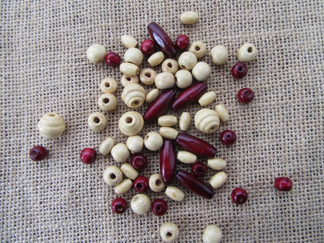 3Packet X 100Grams Wooden Round Loose Beads Assorted - Click Image to Close