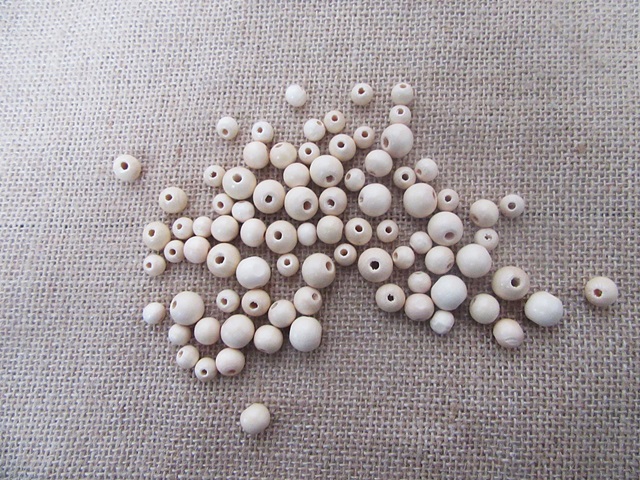 260Grams Wooden Round Beads 8-12mm Dia. Mixed - Click Image to Close
