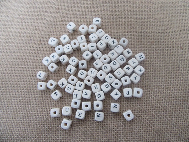 260Grams Wooden Cube Alphabet Letter Beads 10x10mm - Click Image to Close