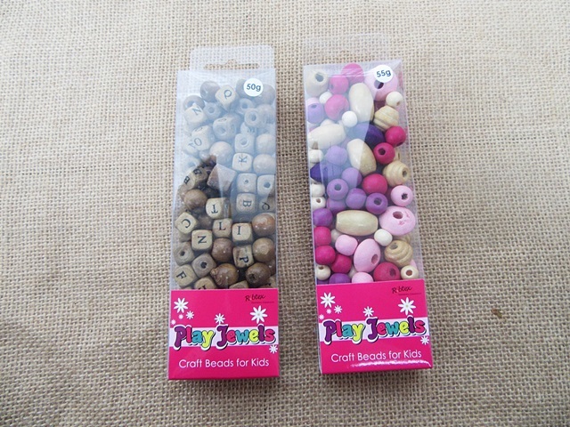 4Packets Colorful Wooden Loose Beads Assorted 4Packets Colorful Wooden Loose Beads Assorted