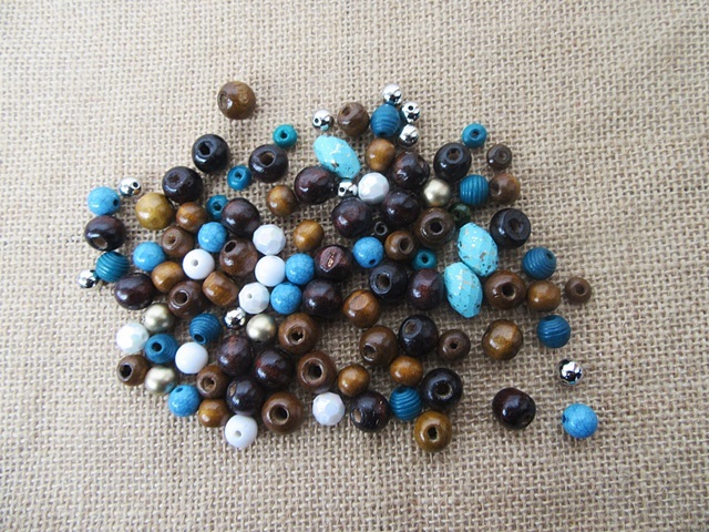 250Grams Wooden Plastic Loose Beads 8-12mm Assorted 250Grams Wooden Plastic Loose Beads 8-12mm Assorted