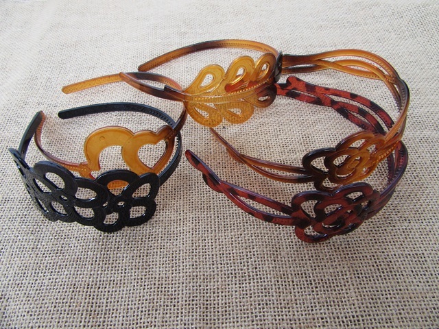 12Pcs Plastic Hairband Hair Bands Headband 8mm wide