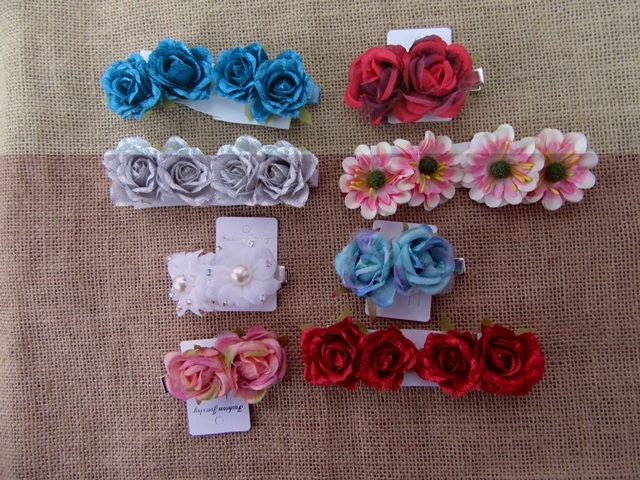 12Pcs Two Flowers On Hair Clips Hairclips Hair Pins Assorted 12Pcs Two Flowers On Hair Clips Hairclips Hair Pins Assorted