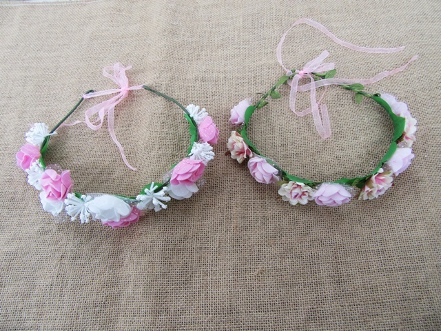 12Pcs Floral Headpiece Hair Garland Wreath Flower Random Design