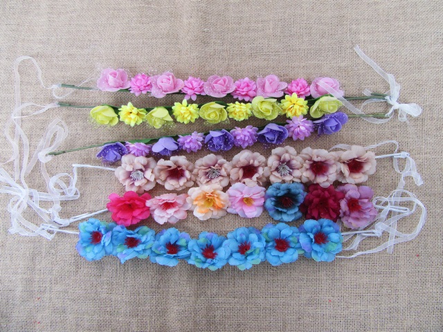 12Pcs Bend Yourself Floral Headpiece Hair Garland Wreath Flower - Click Image to Close