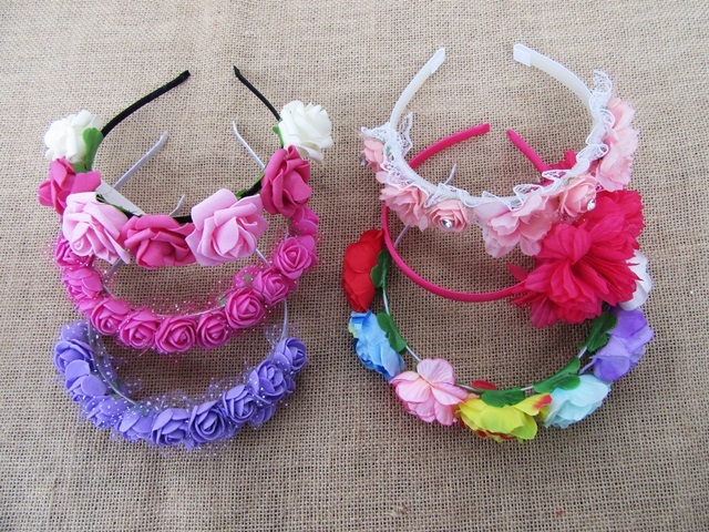 12Pcs Floral Etc Headpiece Hair Garland Wreath Flower Randomly - Click Image to Close