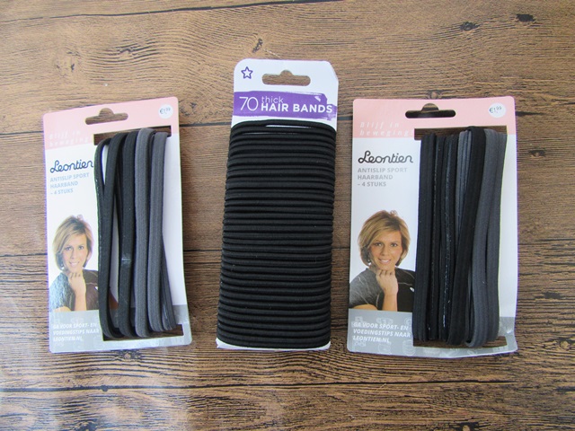 6Sheets Black Hair Bands Elastic Hair Ties Assorted - Click Image to Close