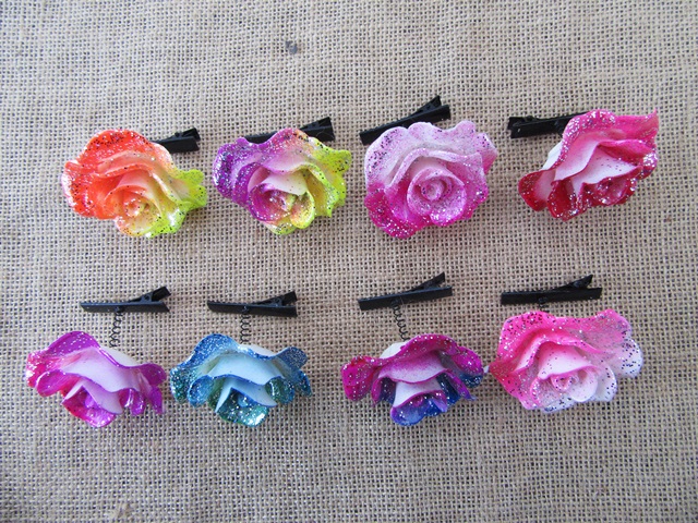 50Pcs Rose Flower Hair Clips Hairclips Hairpins Wholesale Price - Click Image to Close