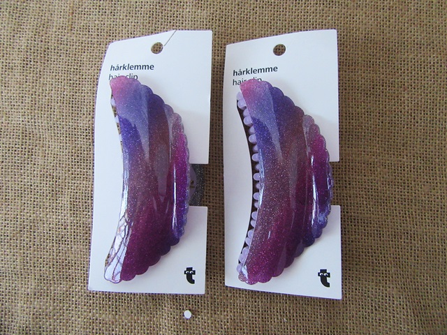 3Pcs Shiny Purple Claw Hair Clip 12x4x4cm - Click Image to Close