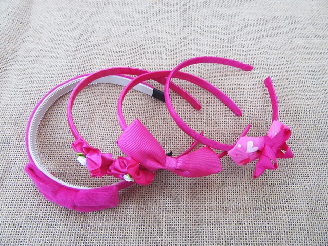 12Pcs Deep Pink Plastic Hair Band Headband for Girls - Click Image to Close