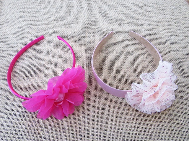 12Pcs Hairband Headband with Flower Bowknot for Girls Assorted - Click Image to Close