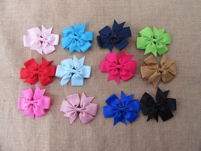 20Pcs Hair Clips Hair Pins with Satin Bowknot Mixed Color - Click Image to Close