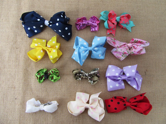 12Pcs Hair Clip Hairpins Bow Hair Ornaments For Girls Assorted - Click Image to Close