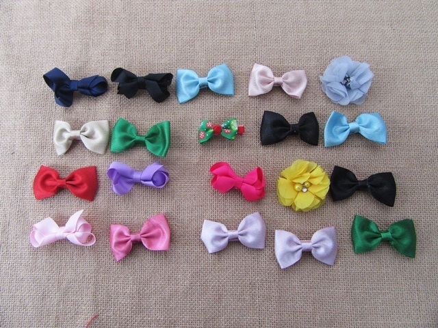 20Pcs Hair Clip Hairpins Hair Ornaments with Bowknot For Girls A 20Pcs Hair Clip Hairpins Hair Ornaments with Bowknot For Girls A
