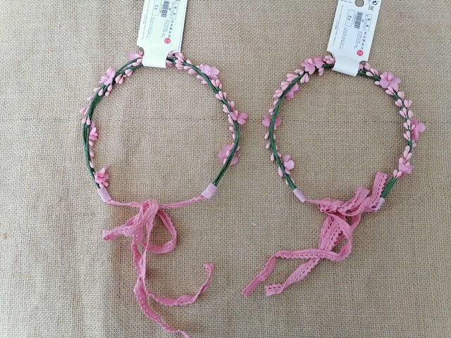 6Packets X 2Pcs Pink Color Forehead Garland Hair Band Headwear