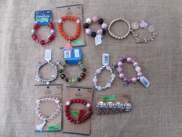 12Pcs Elastic Glass Beaded Bracelet 6-7cm Dia.Assorted 12Pcs Elastic Glass Beaded Bracelet 6-7cm Dia.Assorted