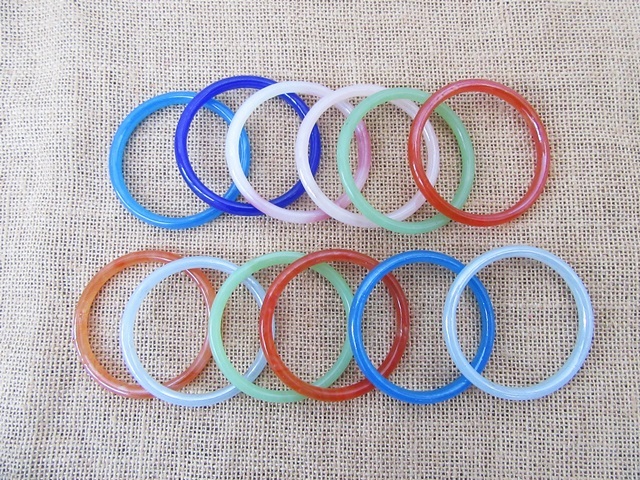 12Pcs Glass Jade Bangle Bracelets 72x8mm Mixed - Click Image to Close