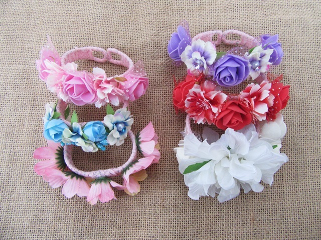 12Pcs Floral Bangle Bracelet Flower Randomly Design