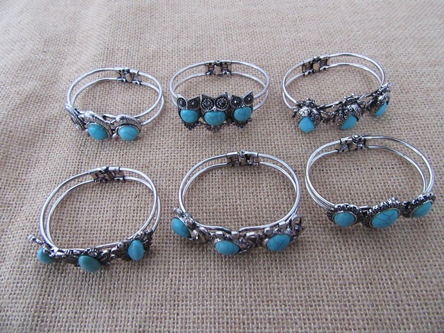 12Pcs Butterfly Owl Snake Etc Bangle Bracelet 7cm Dia.Assorted - Click Image to Close