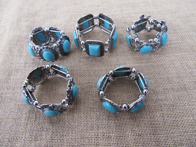 12Pcs Vintage Elastic Bangle Bracelet 6cm Dia. - Click Image to Close