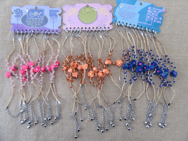 5x12Pcs Knitted Rose Flower Various Wishing Bracelets