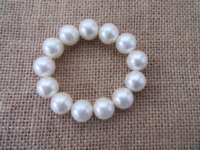 12Pcs Elastic Simulate Pearl Beads Beaded Bracelets 7cm Dia. - Click Image to Close
