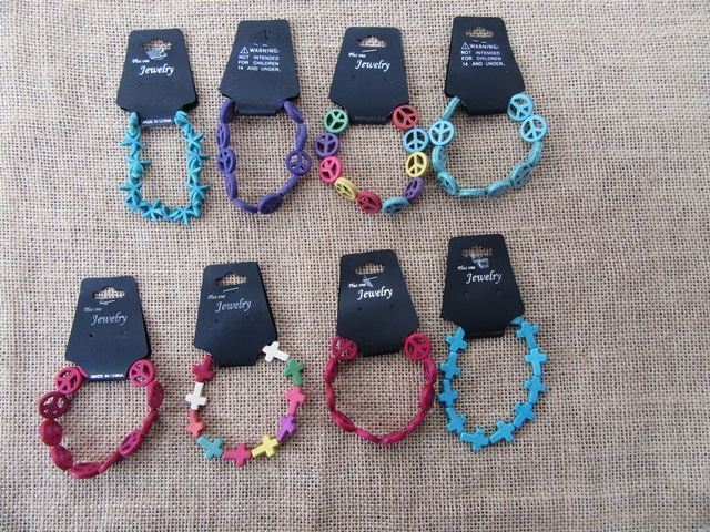12Pcs Elastic Beaded Bracelets with Gemstone Beads Assorted 12Pcs Elastic Beaded Bracelets with Gemstone Beads Assorted