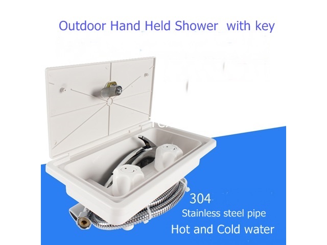 1X Caravan RV's Motor House White External Mixer Shower w/Key - Click Image to Close