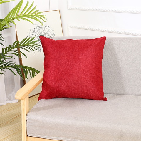 2Pair (4Pcs) Red Plain Linen Cushion Covers Throw Pillow Cases 4 - Click Image to Close