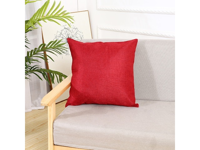 2Pair (4Pcs) Red Plain Linen Cushion Covers Throw Pillow Cases 4