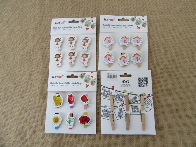 12Sheets X 6Pcs Wooden Mini Pegs Photo Paper Clip Craft for Girl 12Sheets X 6Pcs Wooden Mini Pegs Photo Paper Clip Craft for Girl
