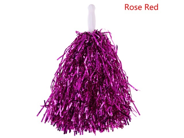 10Pcs Fushia Cheerleading Pom Pom Tinsel 33cm Long - Click Image to Close