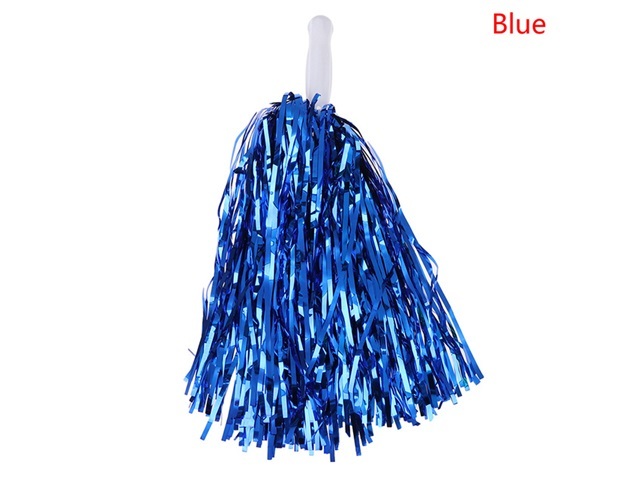 12Pcs Blue Cheerleading Pom Pom Tinsel 33cm Long - Click Image to Close