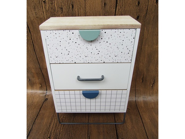 1X Wooden Storage Box Cabinet 3 Drawer Display 21x10x31.5cm 1X Wooden Storage Box Cabinet 3 Drawer Display 21x10x31.5cm