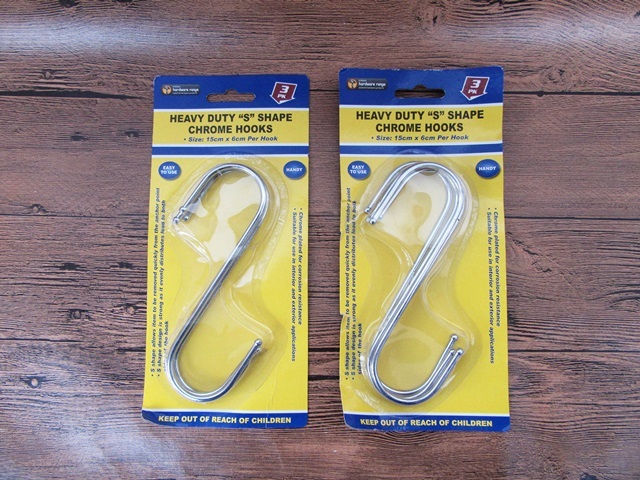 6Pkts x 3Pcs Heavy S-Shaped Pot Rack Hooks 15cm Long