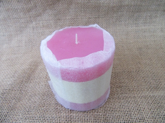1X Pink Scented Cylinder Shape Candle 75mm High 1X Pink Scented Cylinder Shape Candle 75mm High