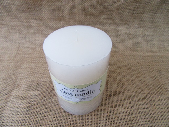 1X White Scented Cylinder Shape Candle 100mm High - Click Image to Close