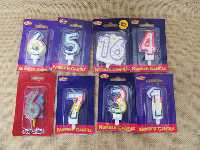 12Pcs Number Birthday Candle Party Cake Cupcake Topper Assorted - Click Image to Close