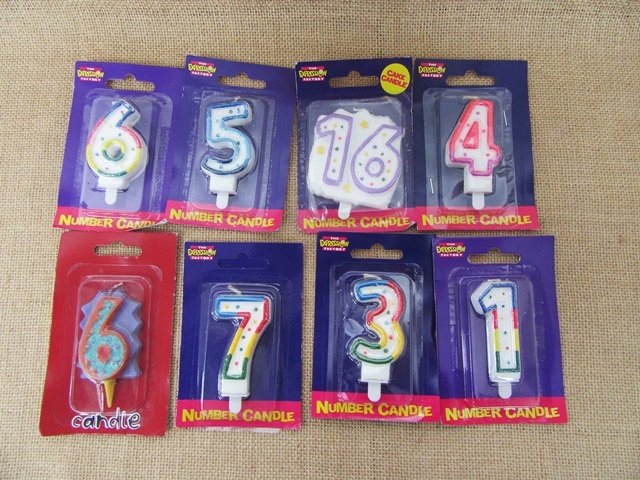 (image for) 12Pcs Number Birthday Candle Party Cake Cupcake Topper Assorted