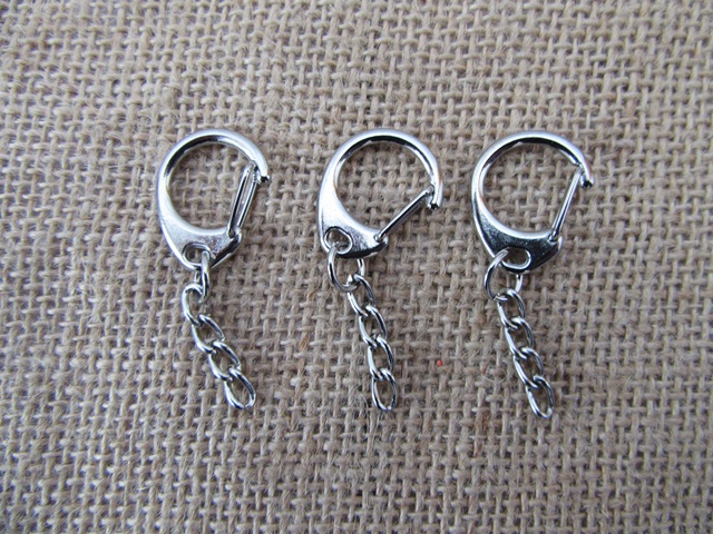 100 Metal Silver Plated Clasps for Key Rings,Bag Dangles - Click Image to Close