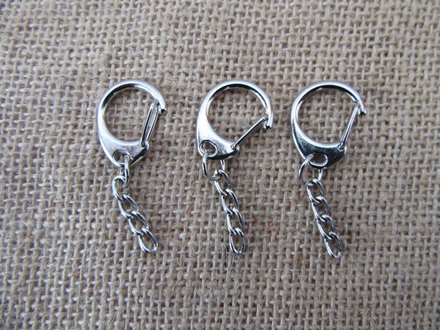 100 Metal Silver Plated Clasps for Key Rings,Bag Dangles
