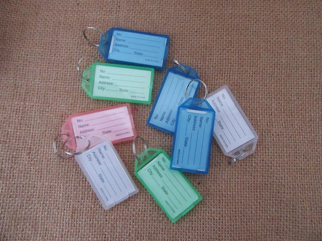 30Pcs Key ID Tags Name Card Labels Keyring Keychain 57x30mm - Click Image to Close