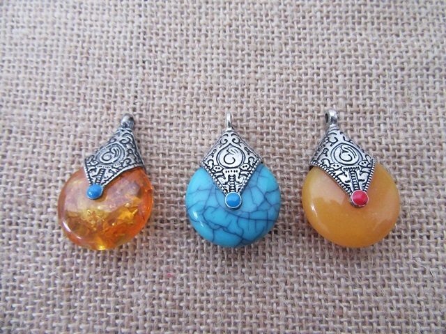 10Pcs Unique Tribal Pendants Charms Beads 41x27x10mm Mixed - Click Image to Close