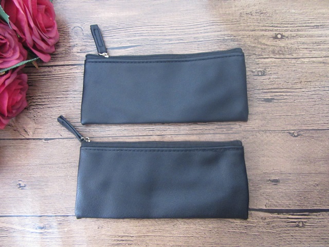 12Pcs Black Leatherette Pencil Case Zipper Bag Makeup Bag Purse - Click Image to Close