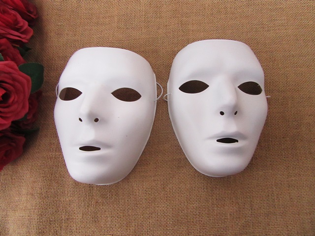 10Pcs New Male DIY White Face Masks Party Favor - Click Image to Close