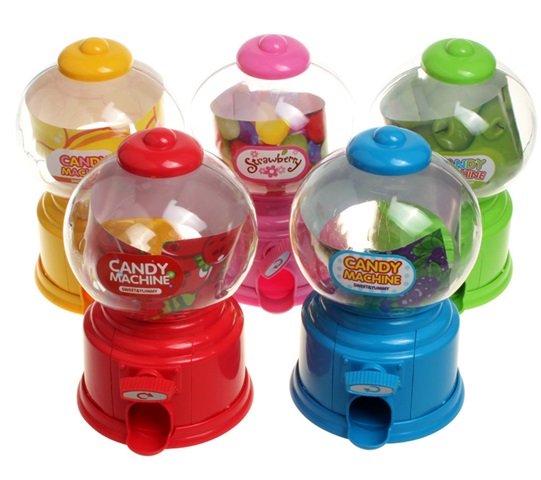 2Pcs Mini Candy Machine Sweets Gumball Dispenser Coin Bank Kids - Click Image to Close