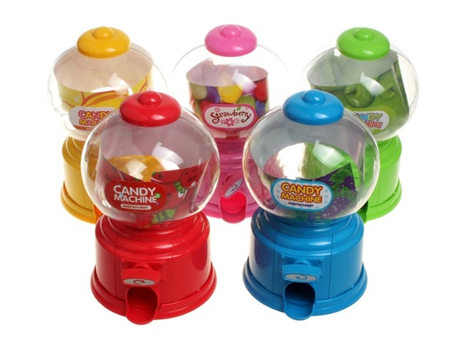 2Pcs Mini Candy Machine Sweets Gumball Dispenser Coin Bank Kids - Click Image to Close