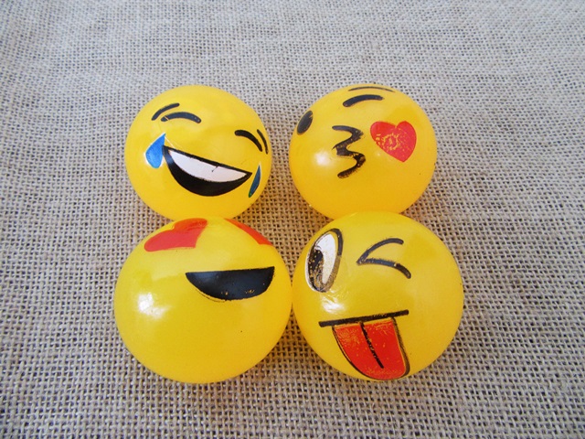 12 Funny Squishy Vivid Yellow smile face emoji Sticky Toys Mixed - Click Image to Close