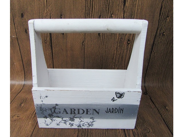 1Set White Shabby 3IN1 Wooden Plant Pot Flower Basket - Click Image to Close